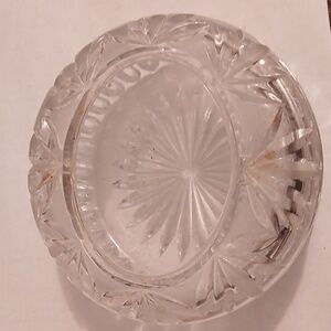 Vintage Round Crystal Trinket Jewelry Box with lid  glass candy jar
